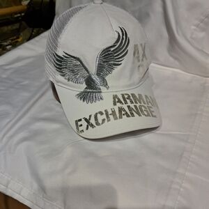Armani Exchange White Cap with Silver Eagle